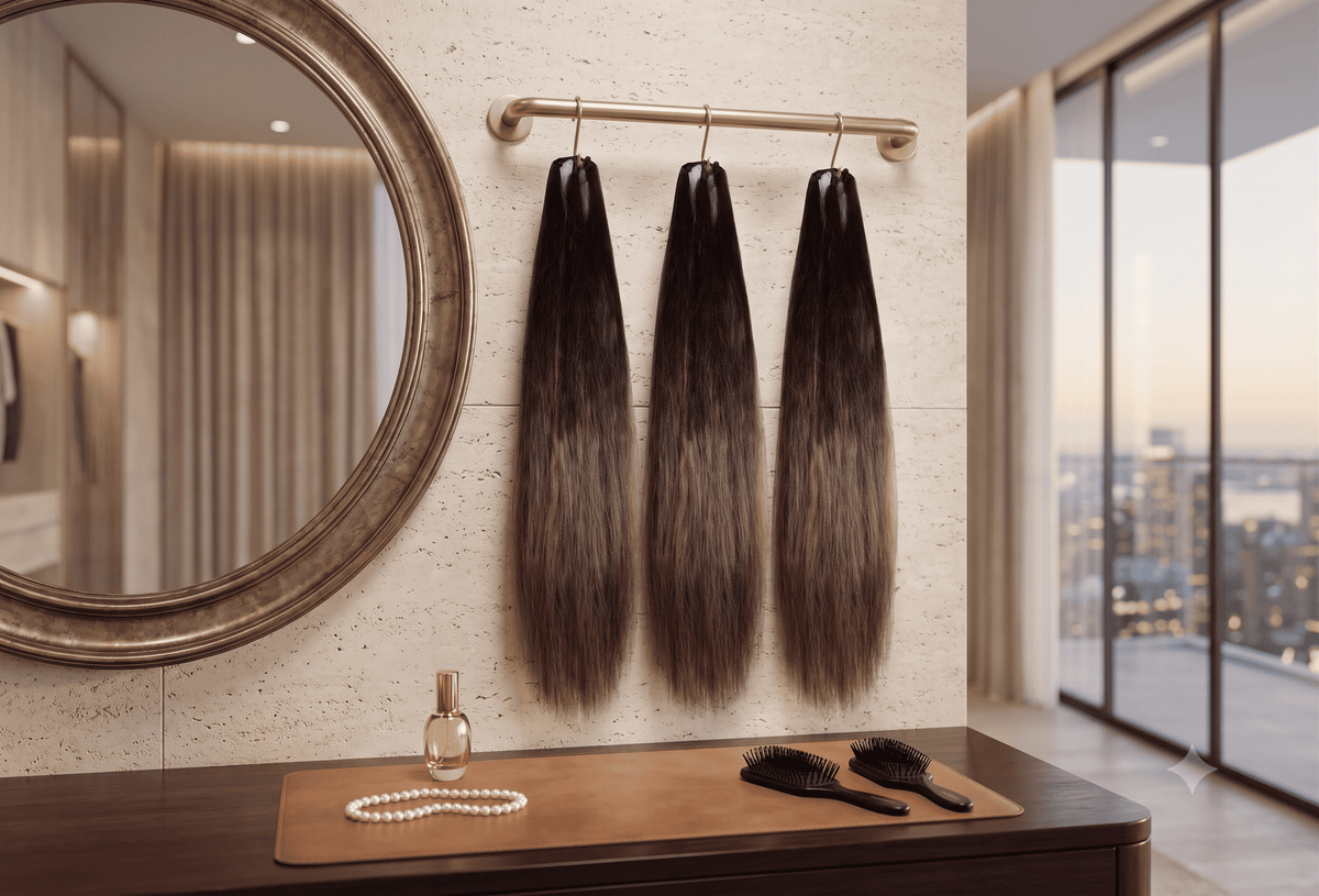 Triple Strand Ribbon Ponytail Extension – Jet Black