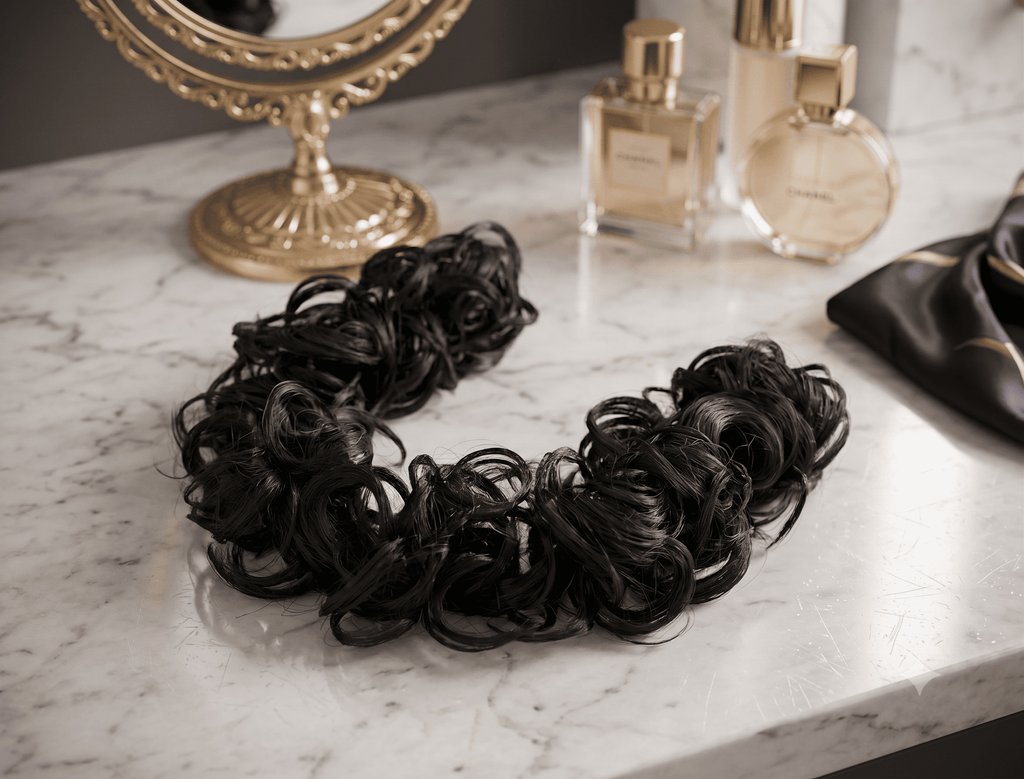 Curly Messy Bun Scrunchie Extension – Jet Black