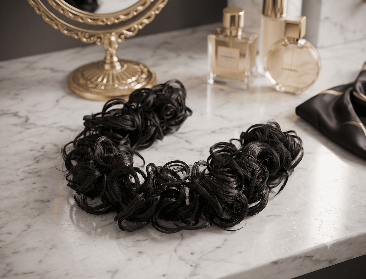 Curly Messy Bun Scrunchie Extension – Jet Black