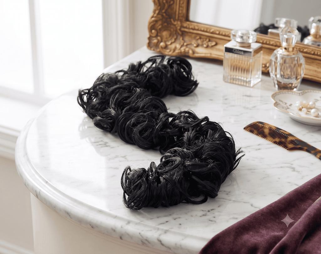 Curly Messy Bun Scrunchie Extension – Jet Black