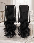 Ribbon Tie Wavy Ponytail Extension – Jet Black